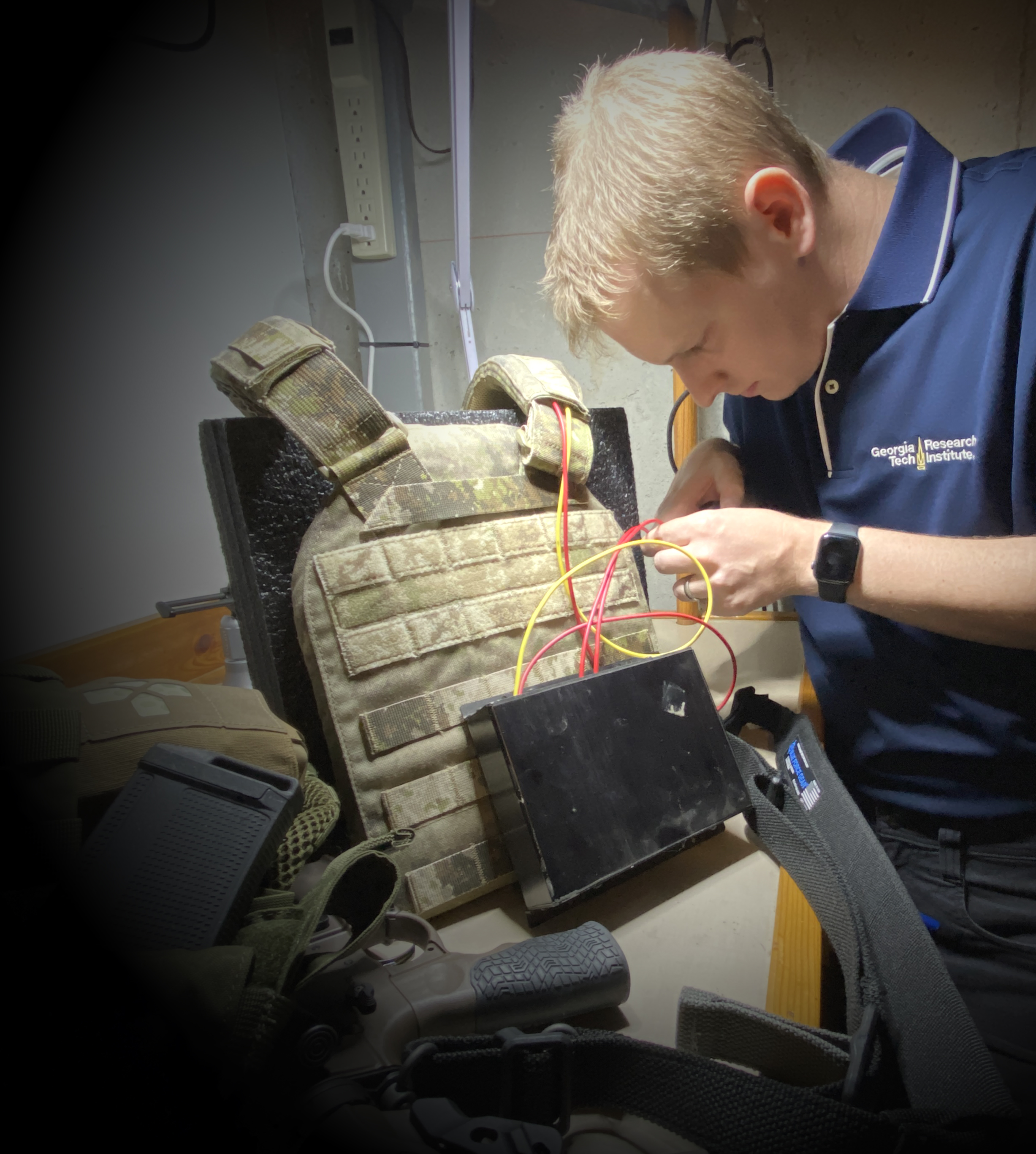 WSM working on body armor